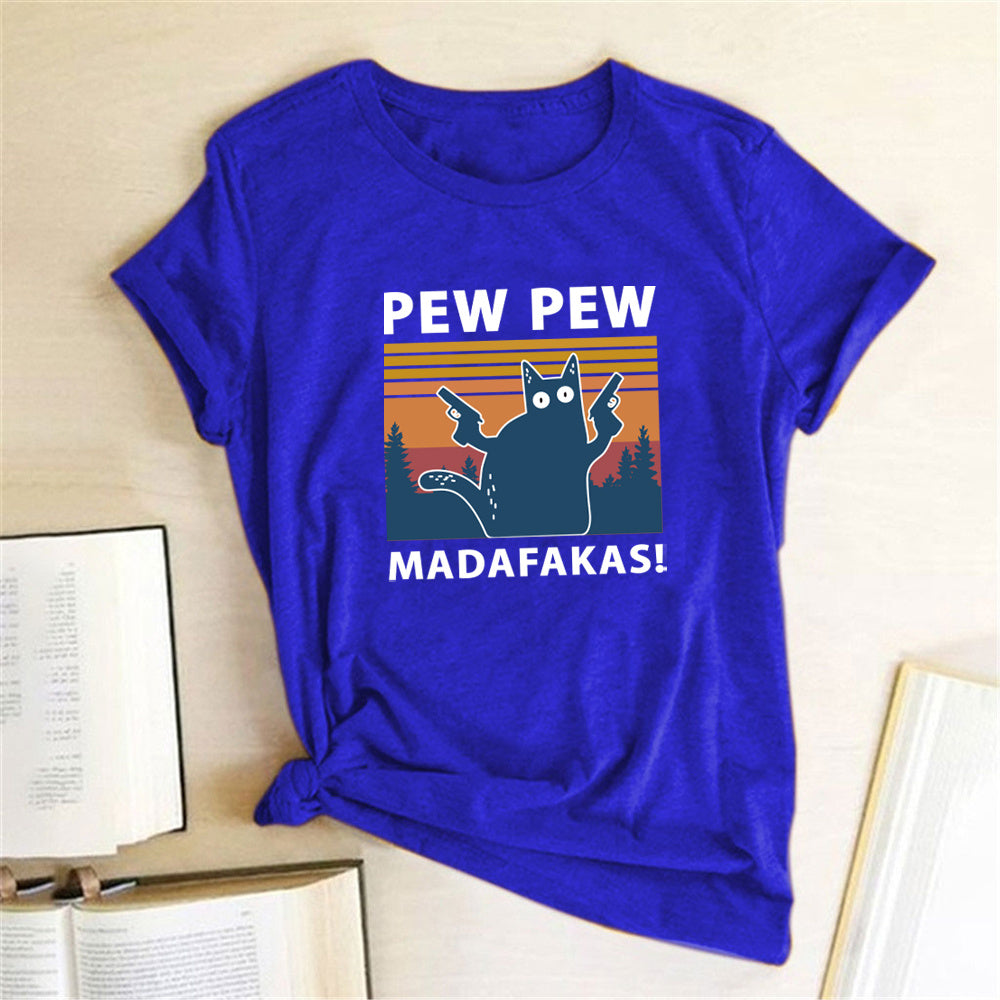 European Style Short Sleeve Pew Madafakas T-Shirt: Fashion Forward and Comfortable