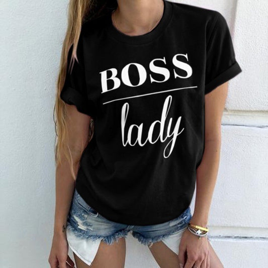 Chic Summer Style: Casual Letter Printed Women's T-Shirt with Short Sleeves
