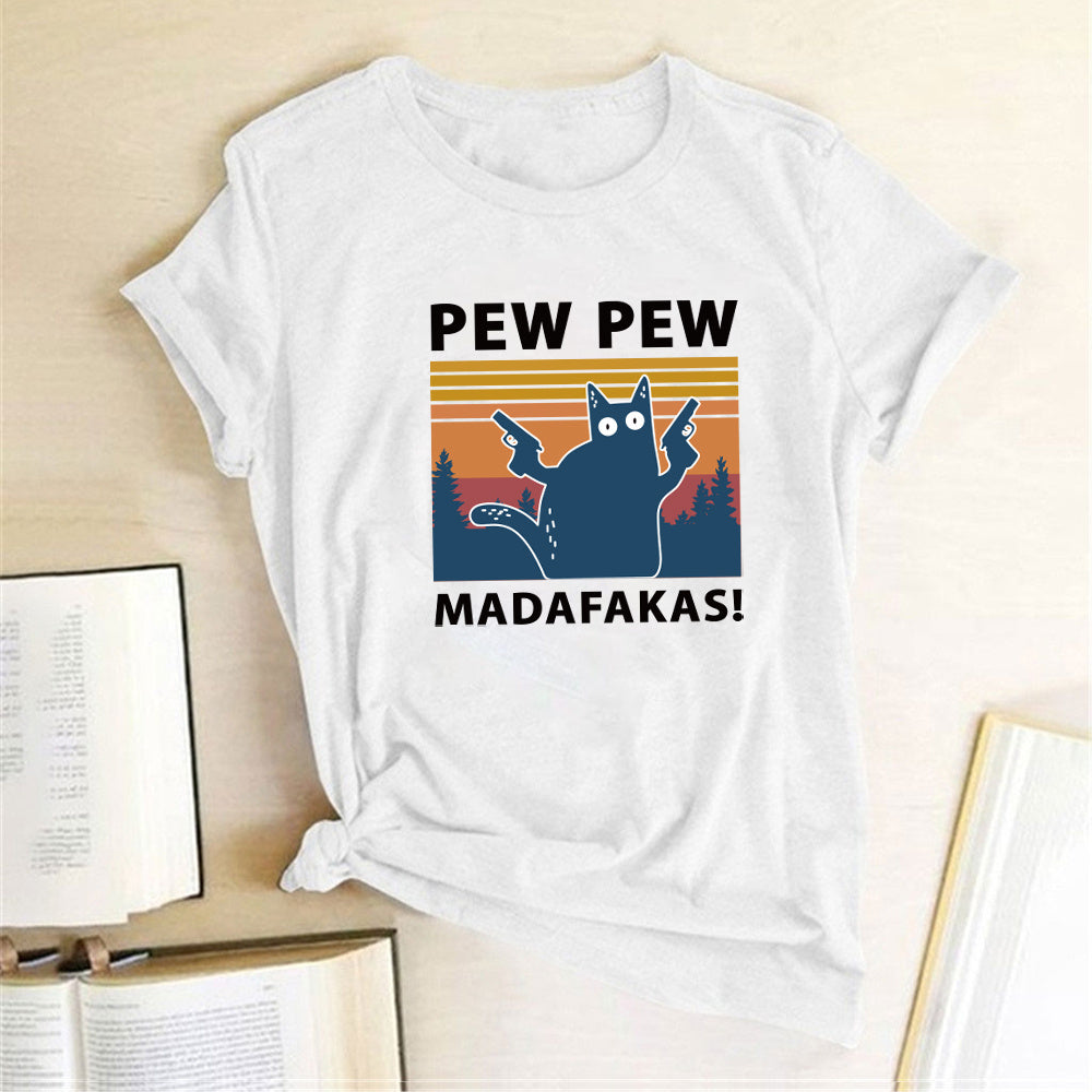 European Style Short Sleeve Pew Madafakas T-Shirt: Fashion Forward and Comfortable