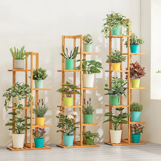 Elegant Bamboo Plant Stand - 5/6 Tier Indoor & Outdoor Flower Shelf