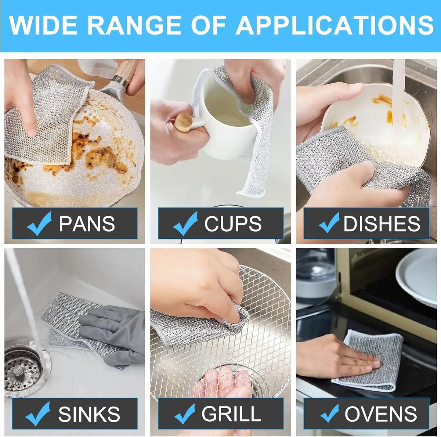 Ultra-Durable Double-Sided Steel Wire Cleaning Cloths - Non-Scratch Kitchen Wonders
