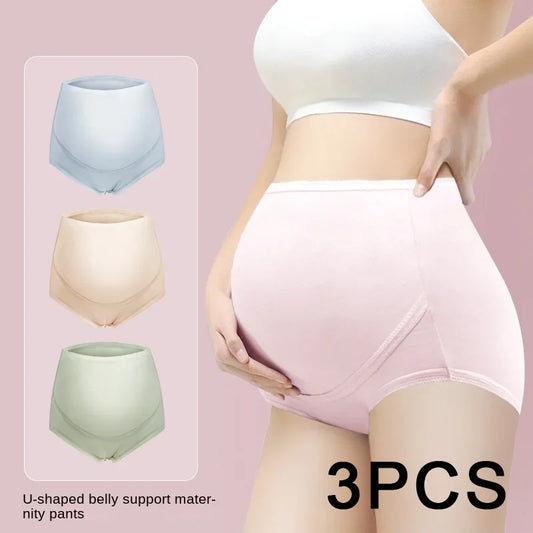 Bump Bliss: 3-Piece High Waist Cotton Maternity Panties Set