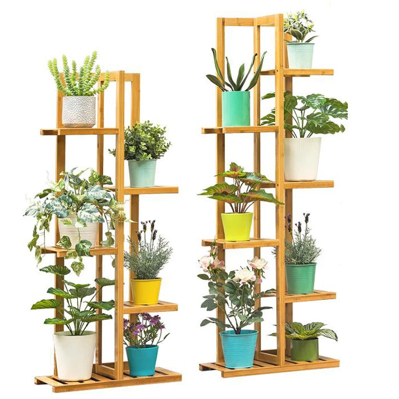 Elegant Bamboo Plant Stand - 5/6 Tier Indoor & Outdoor Flower Shelf