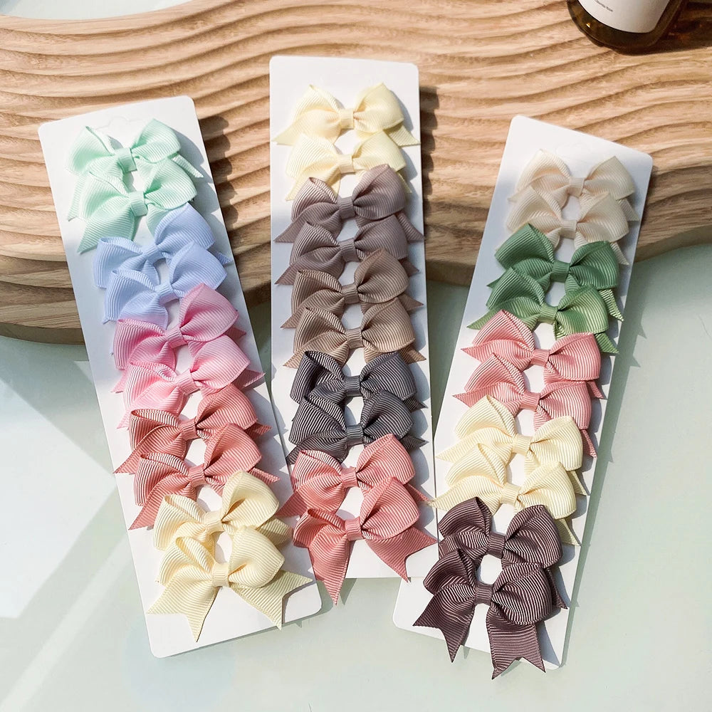 Bowtiful Baby: 10-Piece Handmade Ribbon Hair Clip Set