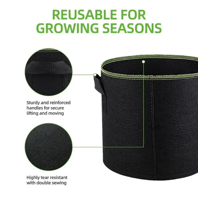 Versatile Felt Grow Bags - Ideal for Vegetable and Strawberry Planting