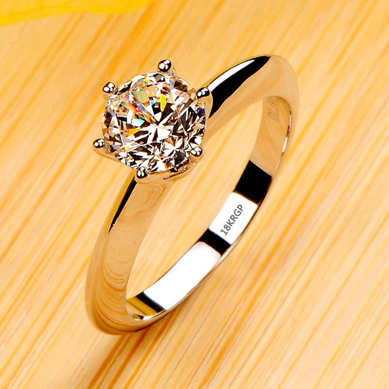 18K White Gold Plated Never Fading Luxury Rings