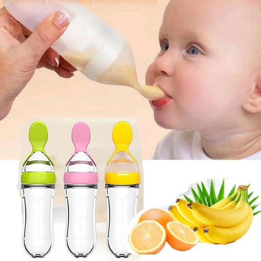 Safe Silicone Baby Bottle with Spoon: Perfect for Rice Cereal and Milk Feeding
