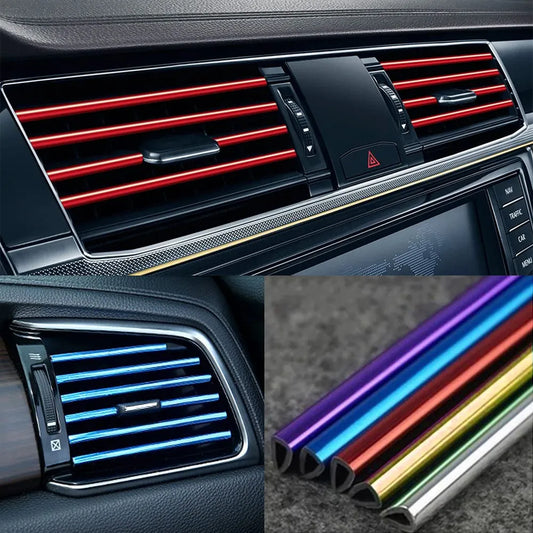 ShineLine: 10-Piece Colorful Chrome Trim Strips for Car Vents