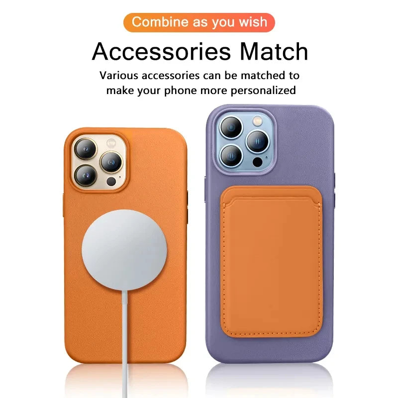Luxury Leather MagSafe Magnetic Phone Case for iPhone