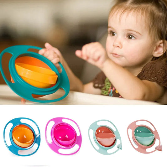 Universal Gyro Bowl: 360° Rotate Spill-Proof Feeding Dishes for Kids