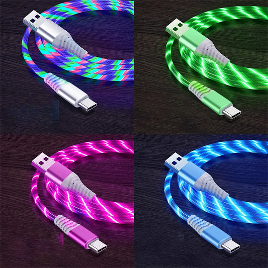 Flow Luminous USB-C Cable: 3A Fast Charging with LED Glow for all devices
