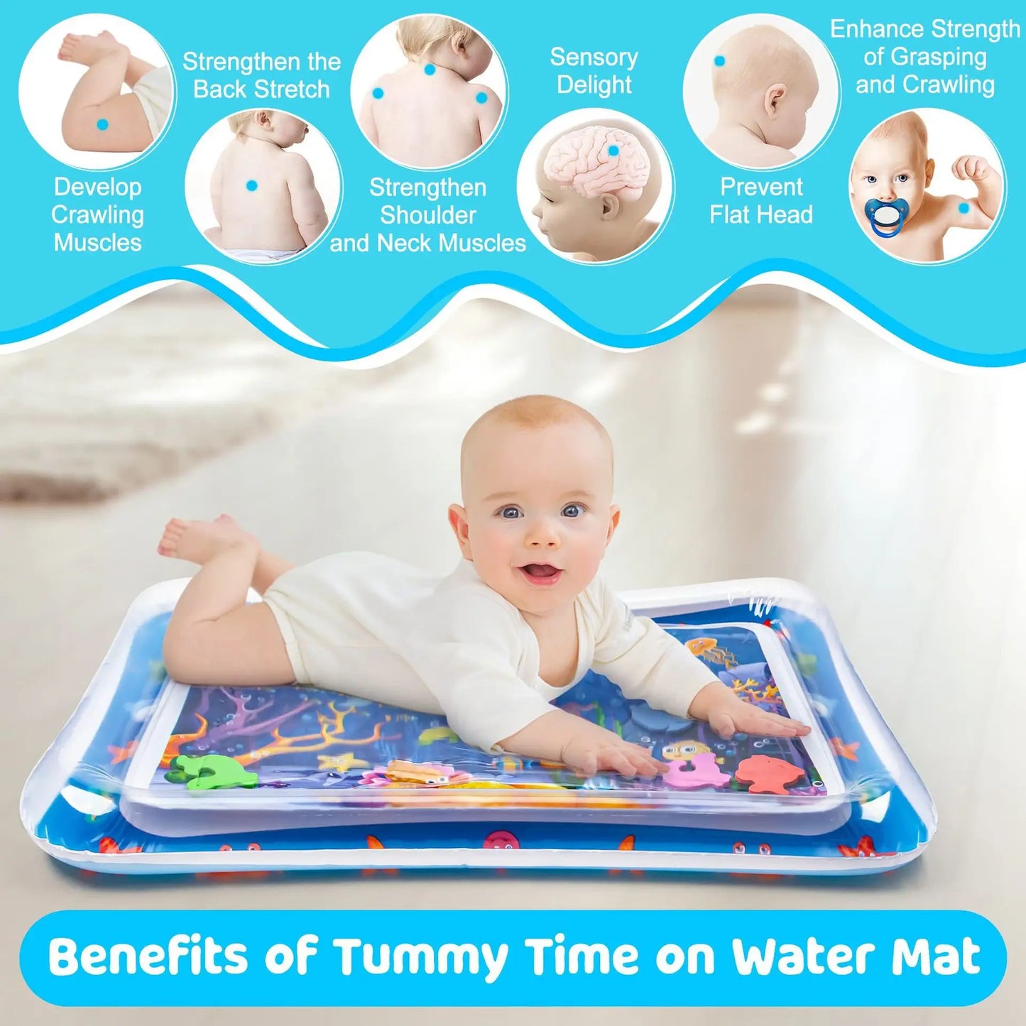 Fun Marine Animal Inflatable Water Pad: Perfect Baby Crawling Toy!