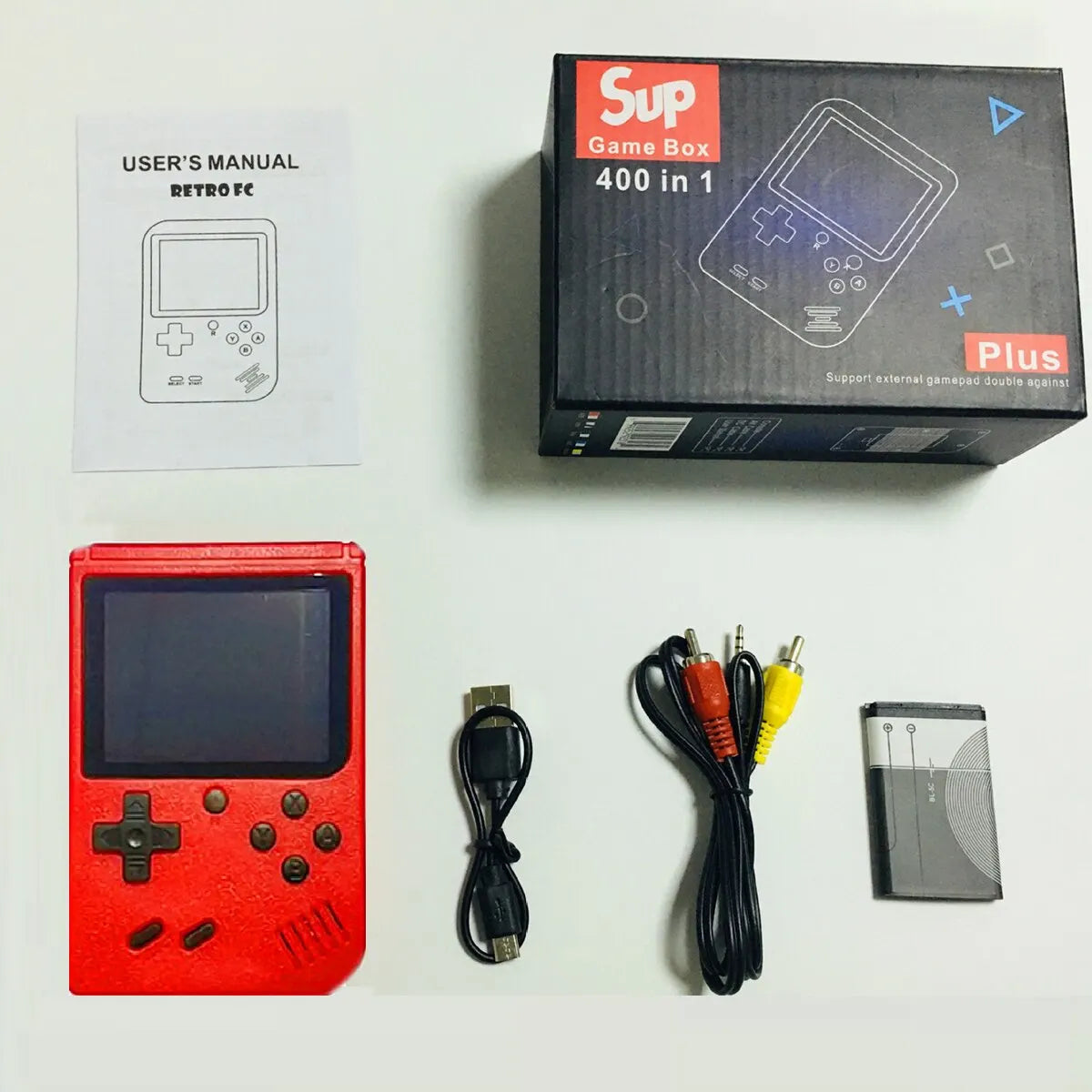 RetroFun: Red Handheld Game Console with 400 Games