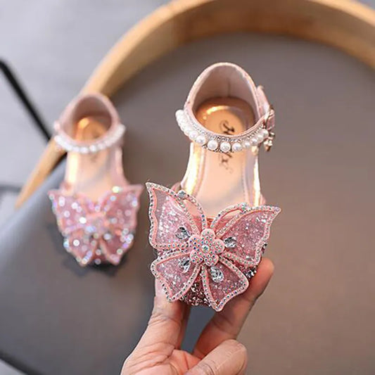 Twinkle Toes: Rhinestone Bow Princess Sandals for Girls