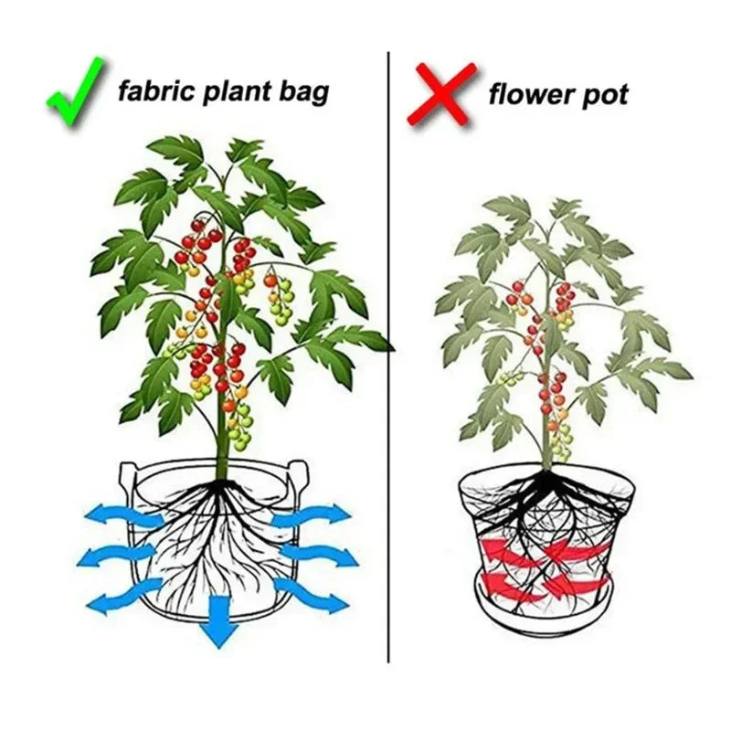 Versatile Felt Grow Bags - Ideal for Vegetable and Strawberry Planting