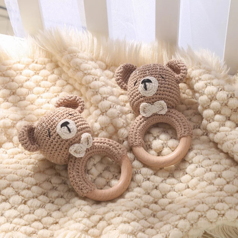 1 Pc Baby Wooden, Crochet Rattle Toys