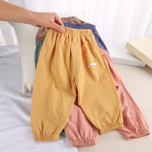 Summer Anti-Mosquito Pants for Kids: Cotton & Linen Comfort