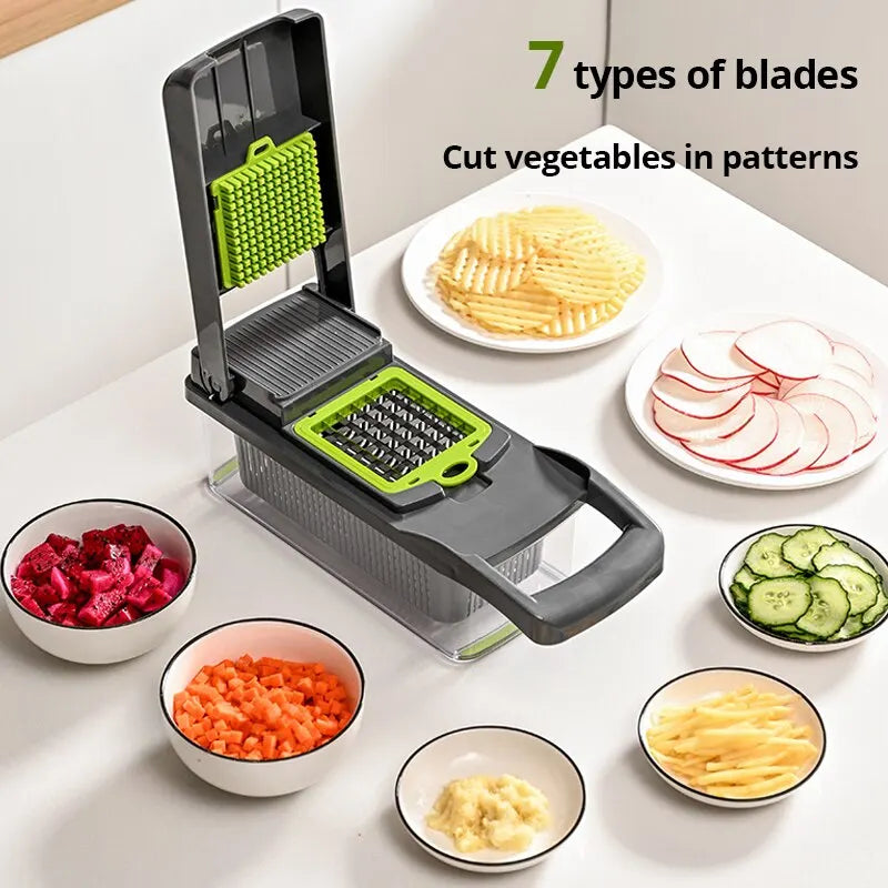 12-in-1 Multifunctional Vegetable Slicer with Basket