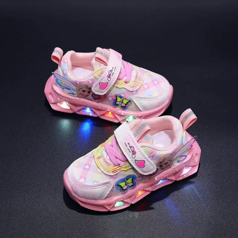 Sparkle Steps: LED Light-Up Princess Sneakers for Girls