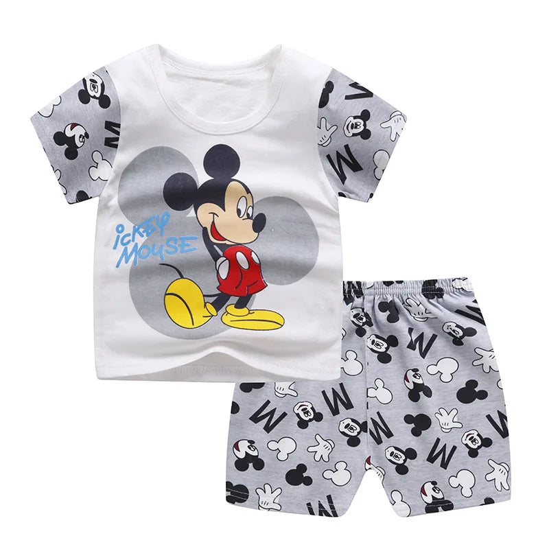 2pc Mouse Baby Summer Tracksuit: Adorable T-Shirt + Shorts Set for Kids