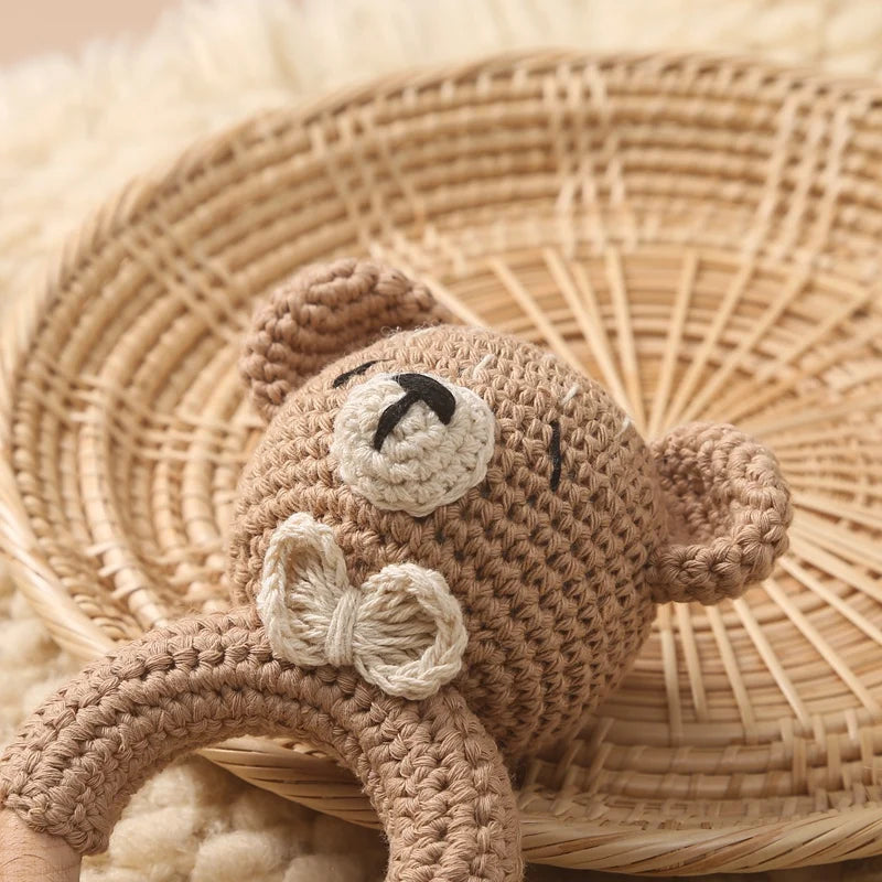 1 Pc Baby Wooden, Crochet Rattle Toys