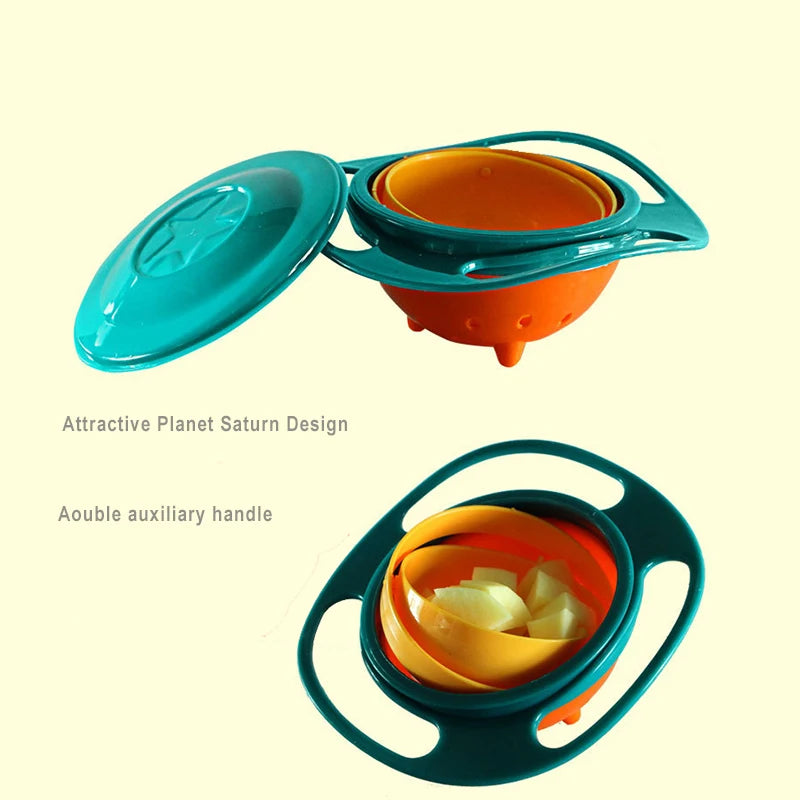 Universal Gyro Bowl: 360° Rotate Spill-Proof Feeding Dishes for Kids
