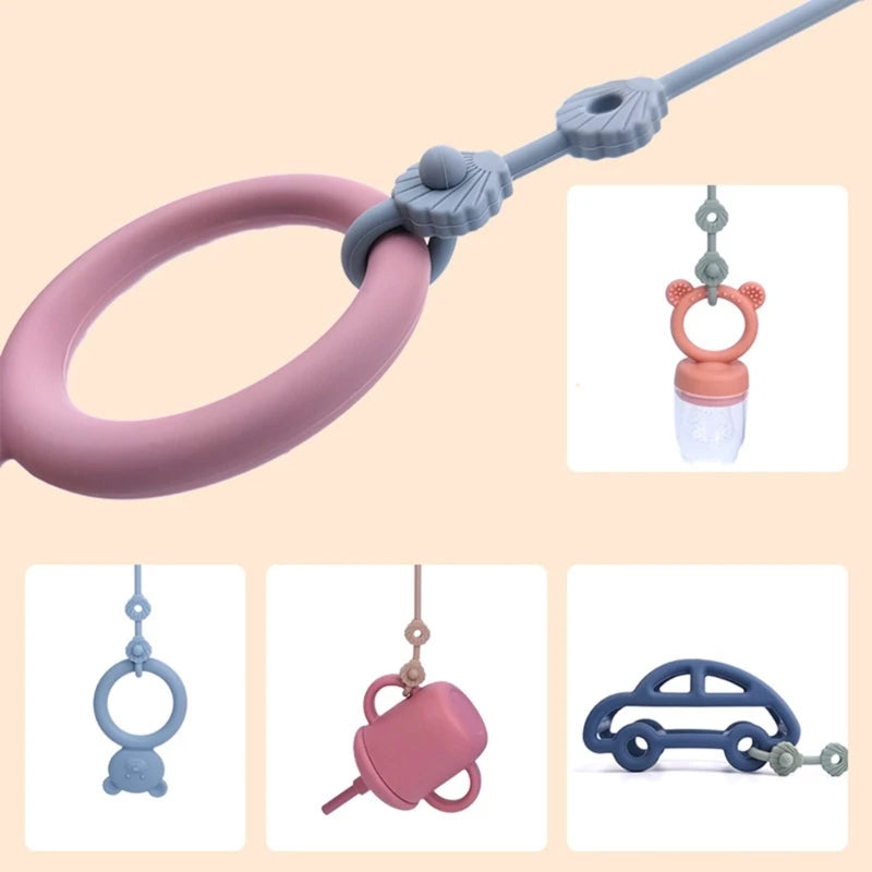 Baby Pacifier Chain with Safety Straps: Silicone Holder & Cup Strap for Stroller & Highchair