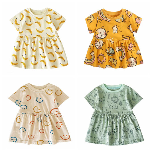 Short Sleeve Summer Baby Dress Cute Pattern