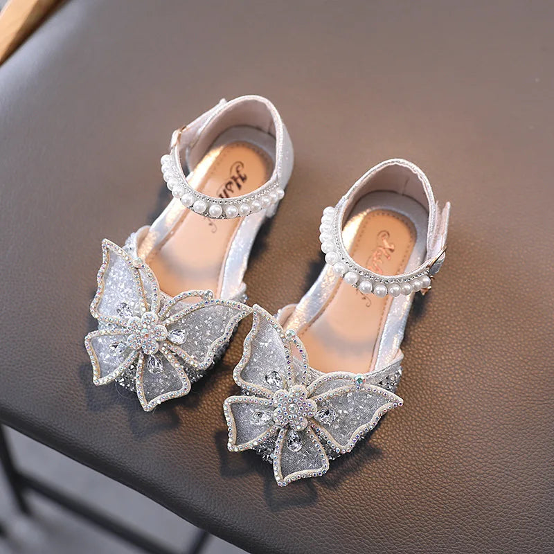 Twinkle Toes: Rhinestone Bow Princess Sandals for Girls