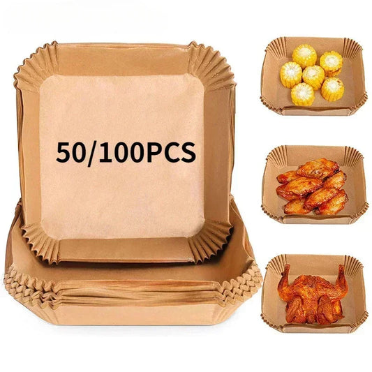 50/100 Pieces Disposable Square and Round Air Fryer Sheets