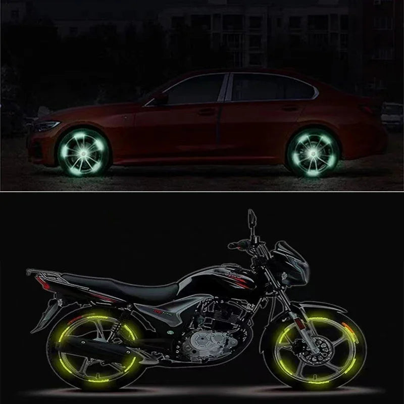 GlowRide: 20pcs Luminous Reflective Wheel Stickers for Safe Night Driving