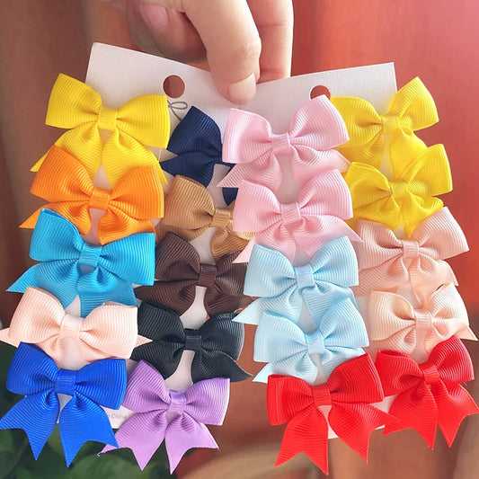 Bowtiful Baby: 10-Piece Handmade Ribbon Hair Clip Set
