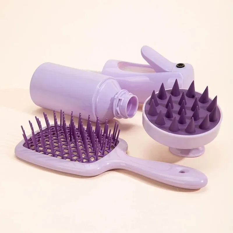 Ultimate Hair Care: Hollow Comb Set with 200ml Spray Bottle & Scalp Massage Brush
