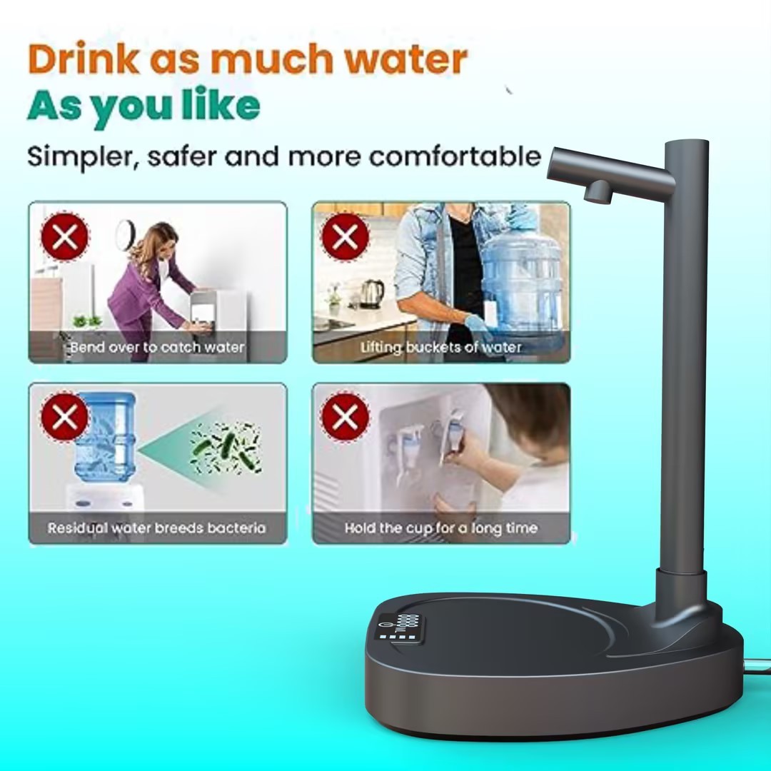 Rechargeable Automatic Water Dispenser with Stand: Added Extension Tube for Effortless Bottle Refills